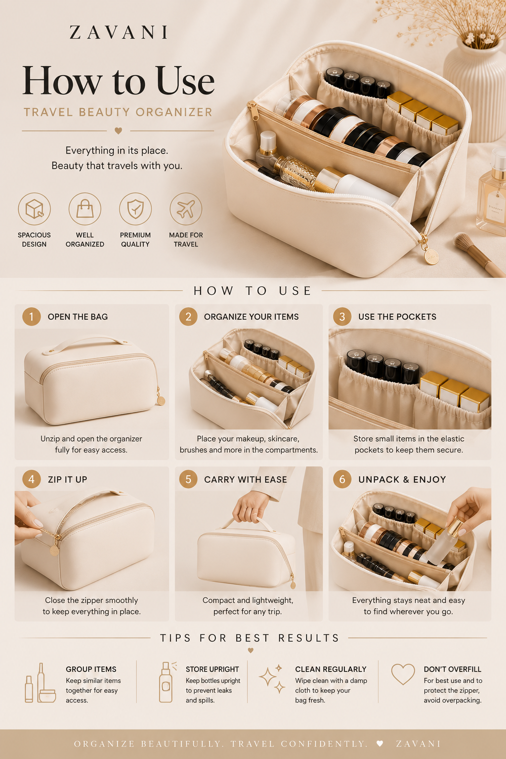 ZAVANI Travel Beauty Organizer