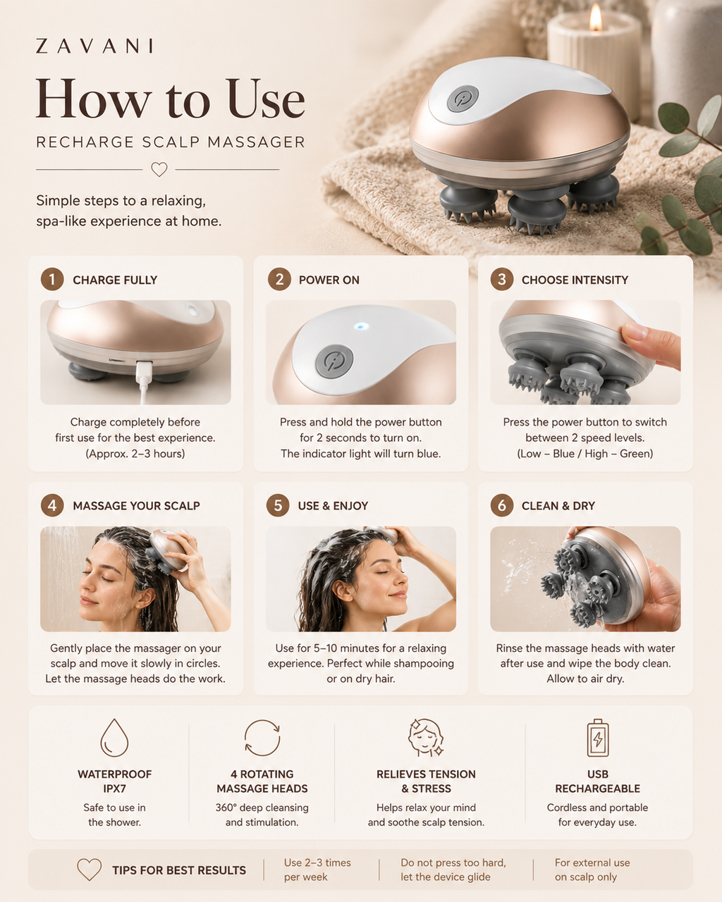 ZAVANI Recharge Scalp Massager
