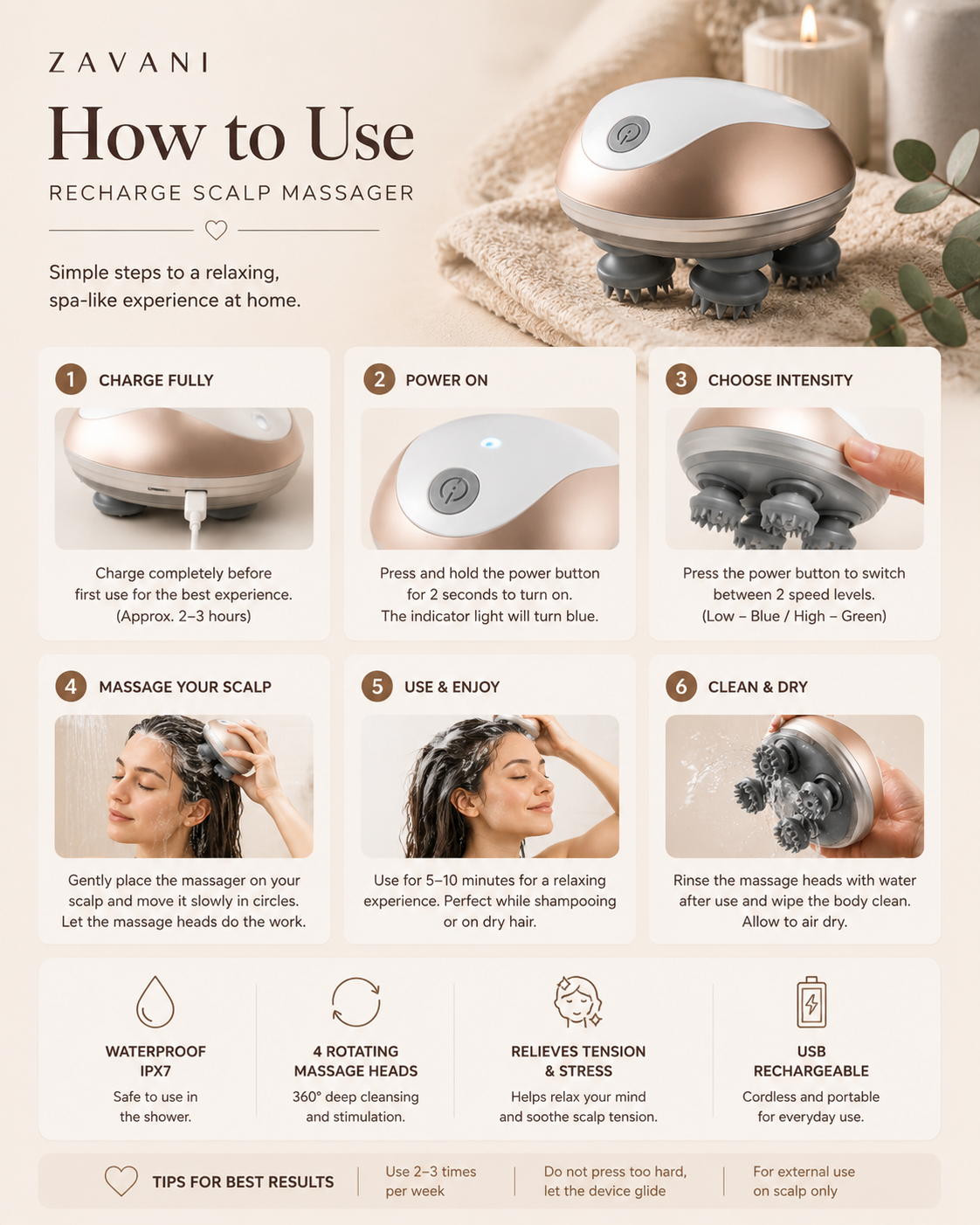ZAVANI Recharge Scalp Massager